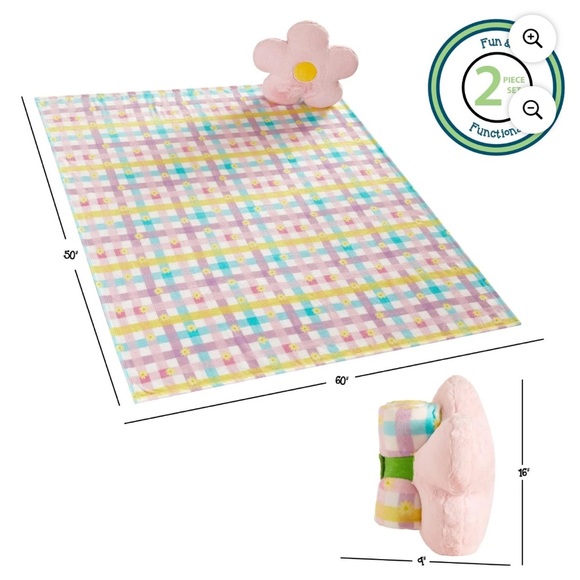 Your Zone 16" Huggable Flower Pillow & 50" x 60" Throw
Set- NWT - Picture 3 of 6